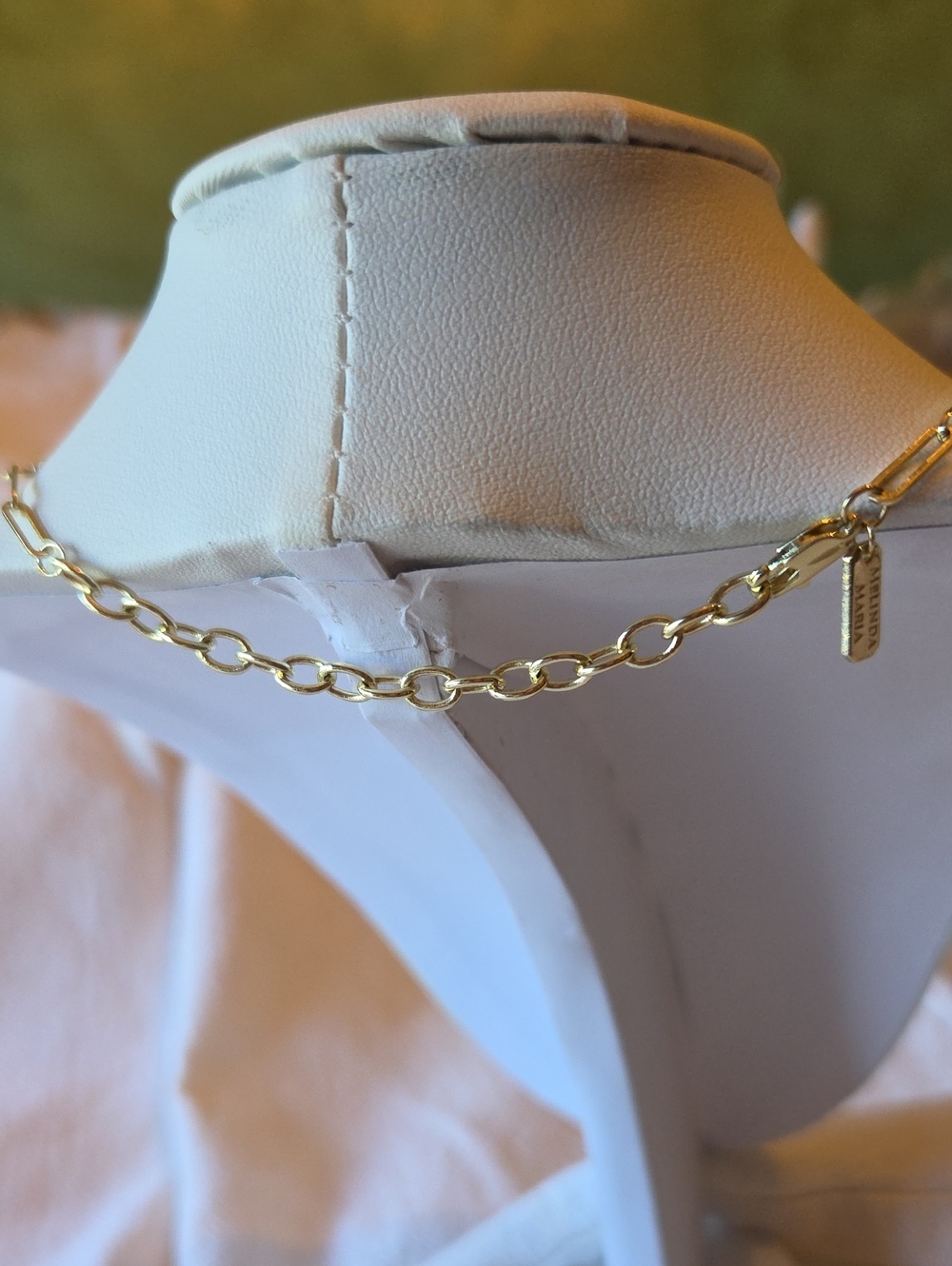 Melinda Maria Gold Paperclip 18inNecklace with Diamond Simulant Teardrop Pendant - Picture 3 of 4